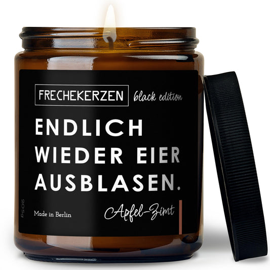 Freche Kerze Black Edition mit Spruch endlich wieder eier ausblasen-mysoy
