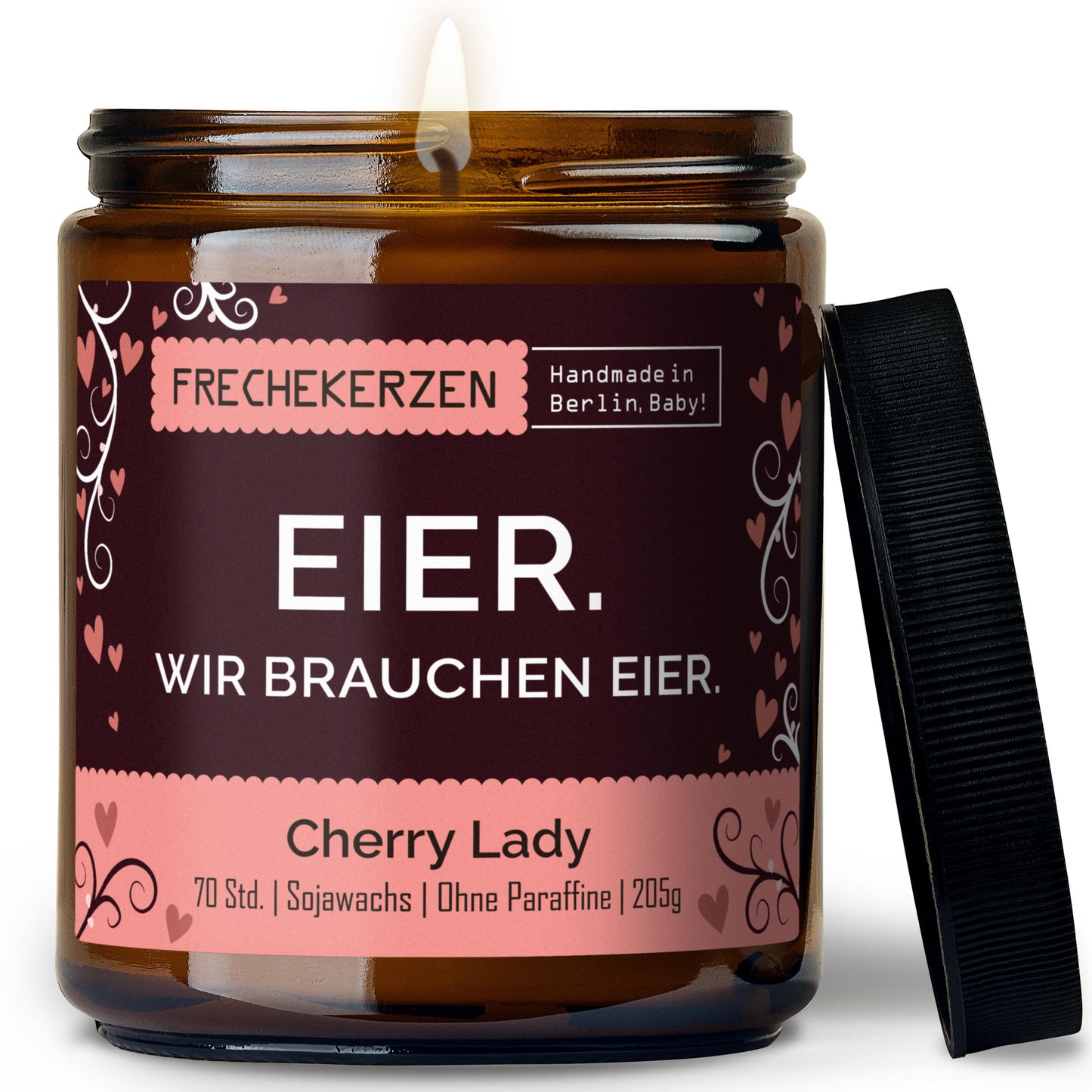 Freche Kerze im Glas mit Spruch eier wir brauchen eier-mysoy
