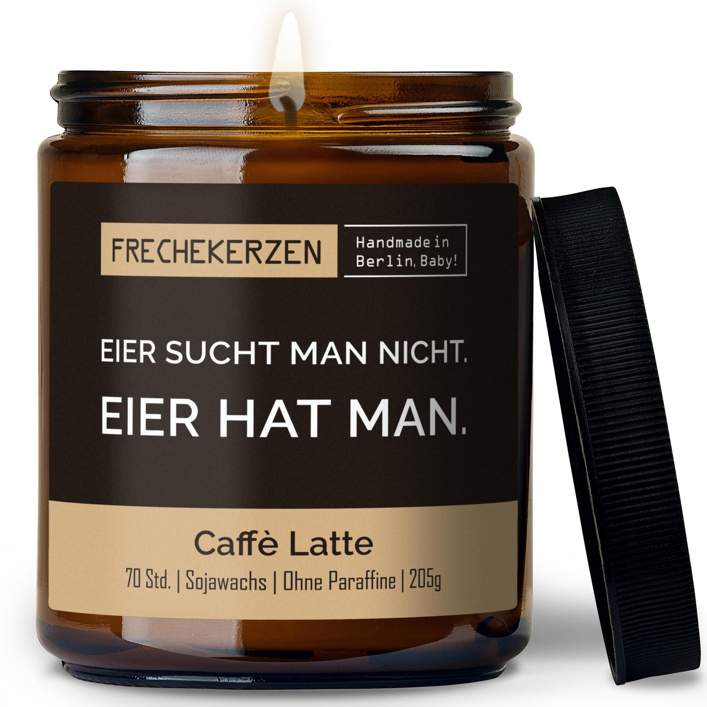 Freche Duftkerze im Glas mit Spruch eier hat man-mysoy