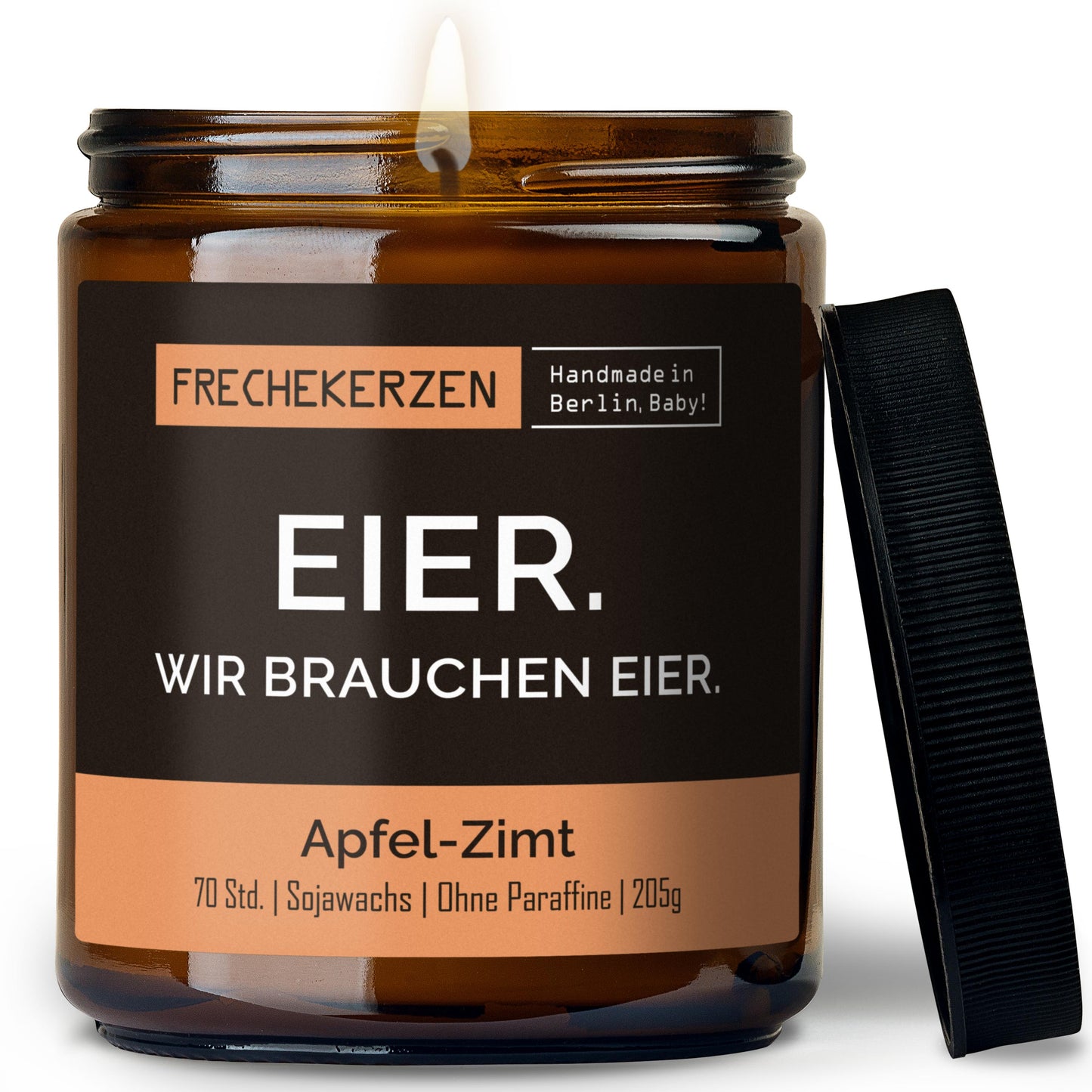 Freche Kerze im Glas mit Spruch eier wir brauchen eier-mysoy