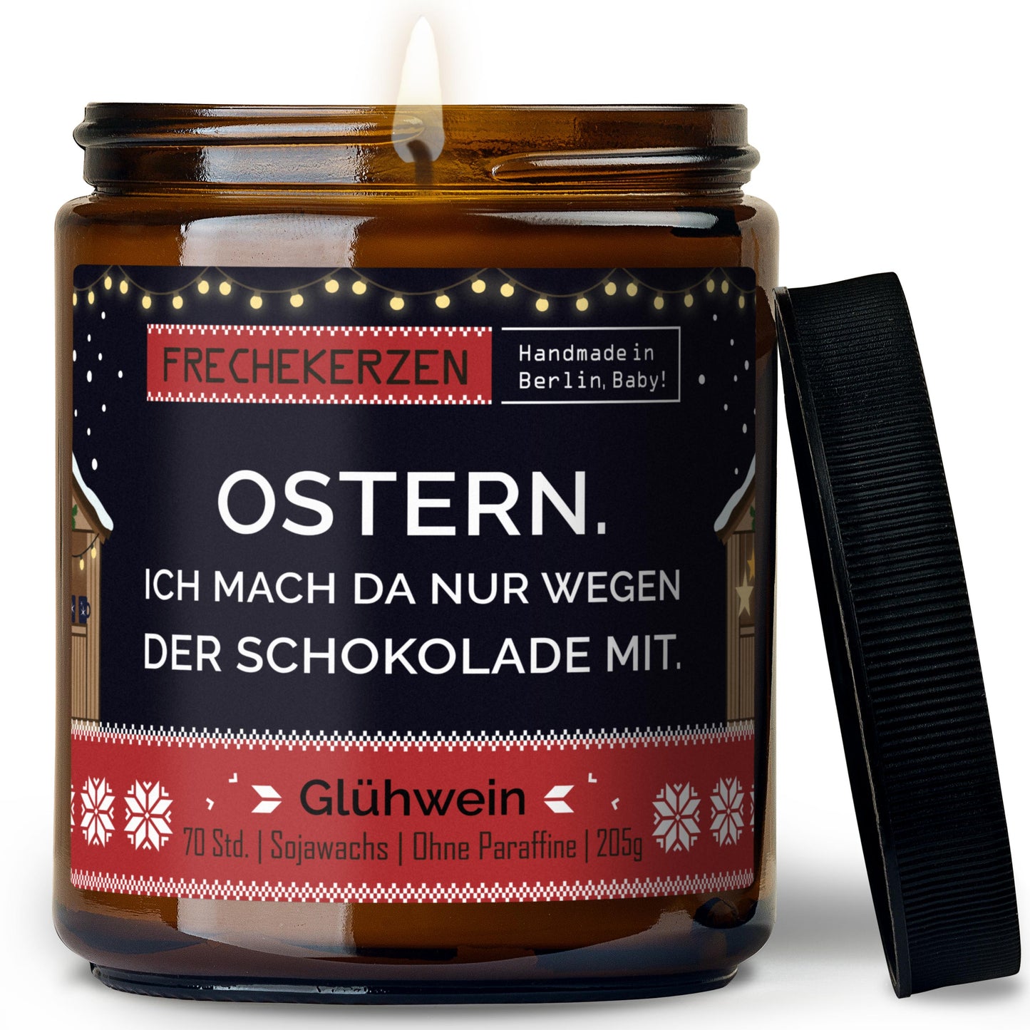 Duftkerze im Glas mit Spruch Ostern Schokolade Geschenkidee-mysoy