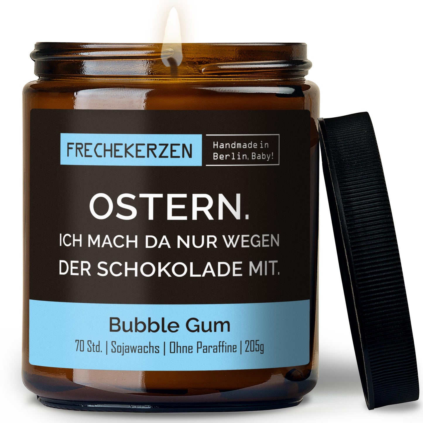 Duftkerze im Glas mit Spruch Ostern Schokolade Geschenkidee-mysoy