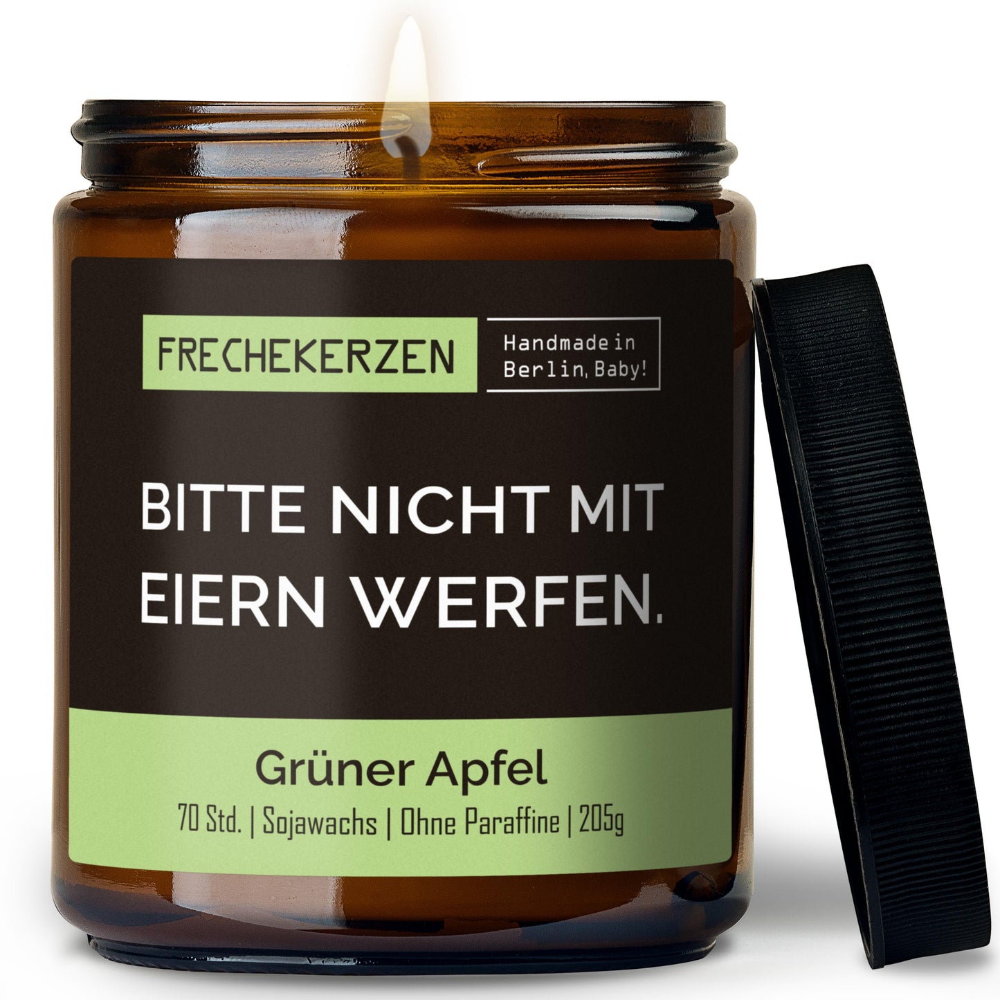 Freche Kerze mit Spruch bitte nicht mit eiern werfen im Glas-mysoy