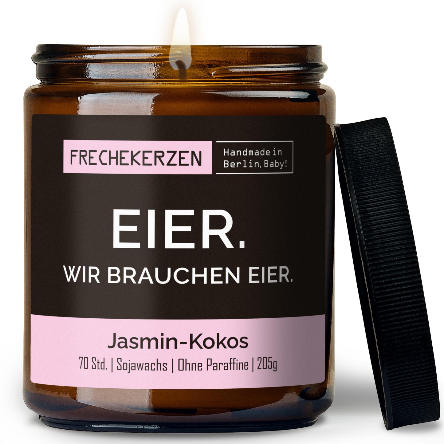 Freche Kerze im Glas mit Spruch eier wir brauchen eier-mysoy