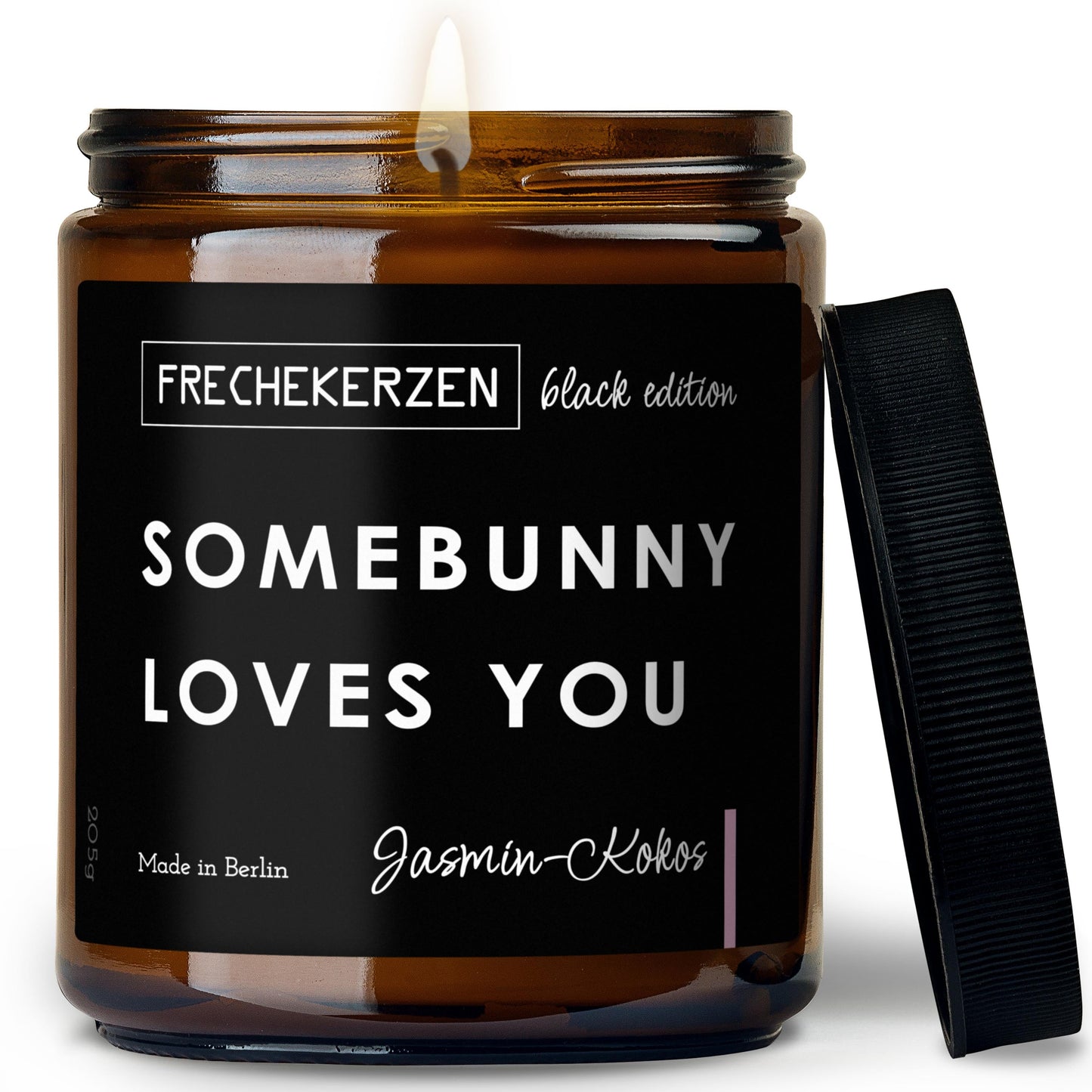 Sojawachs Duftkerze im Glas mit Spruch somebunny loves you-mysoy