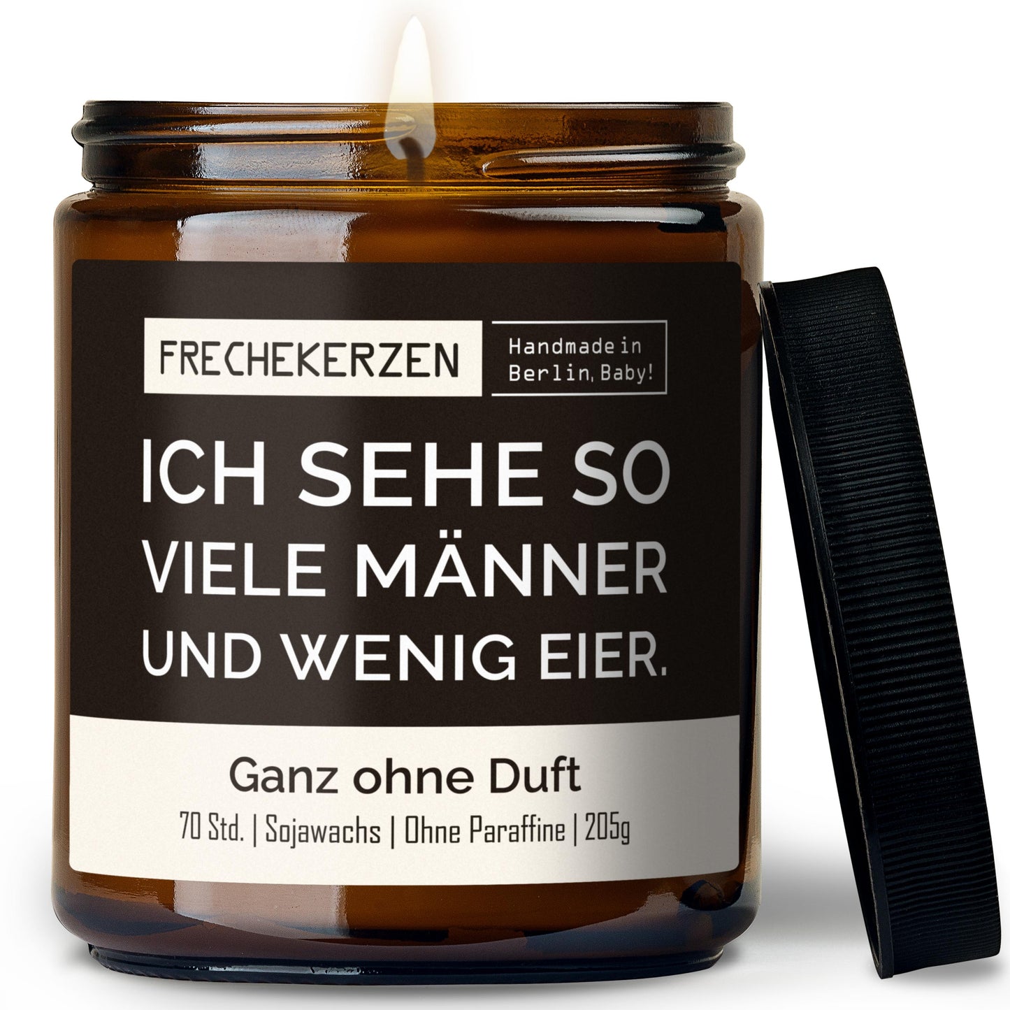 Duftkerze im Glas mit frechem Spruch ich sehe so viele männer und wenig eier-mysoy