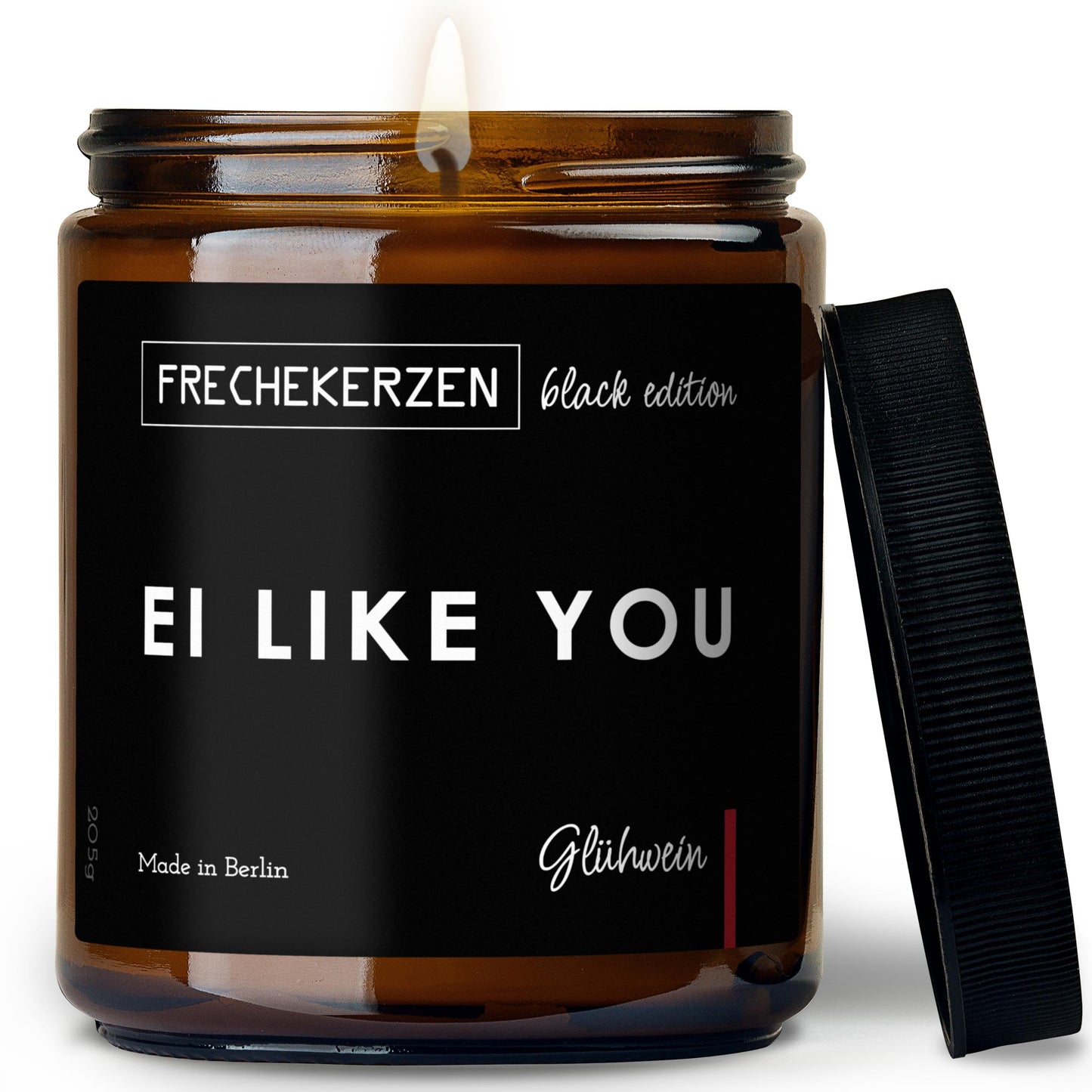 Duftkerze im Glas mit Spruch ei like you Black Edition-mysoy