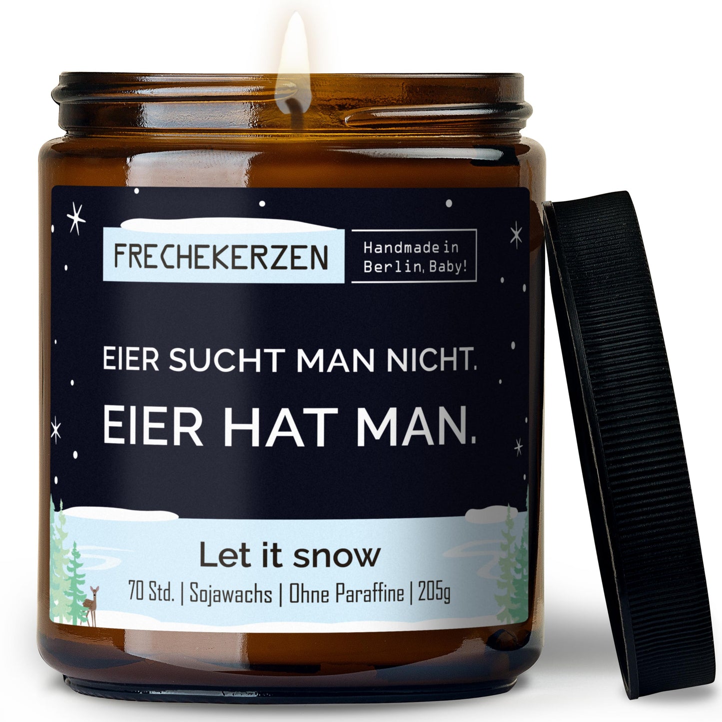 Freche Duftkerze im Glas mit Spruch eier hat man-mysoy