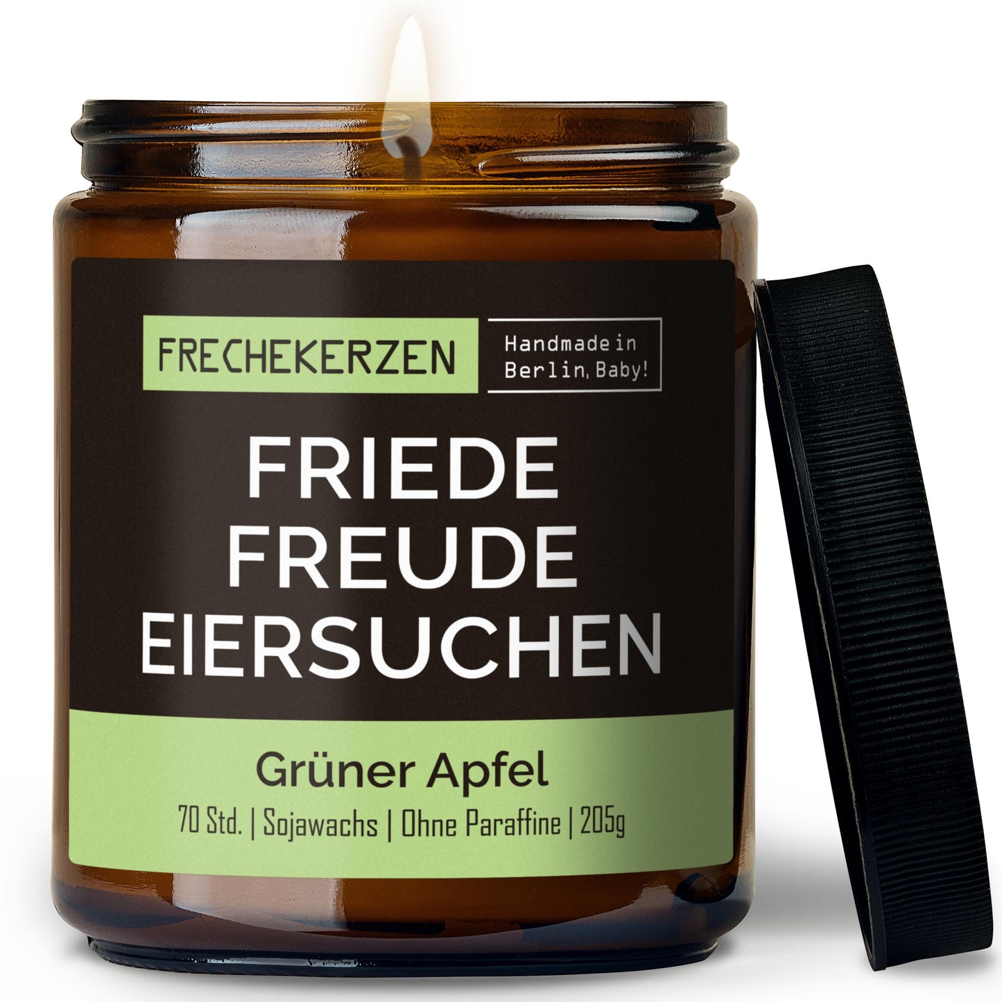 Duftkerze im Glas mit Spruch friede freude eiersuchen-mysoy