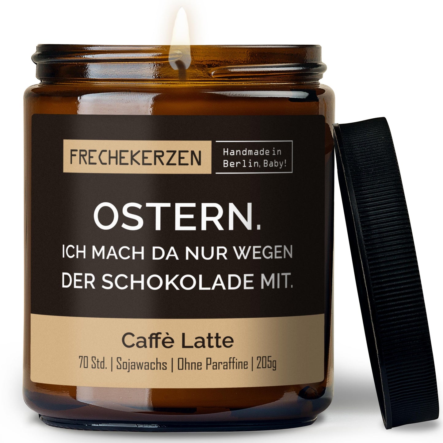Duftkerze im Glas mit Spruch Ostern Schokolade Geschenkidee-mysoy