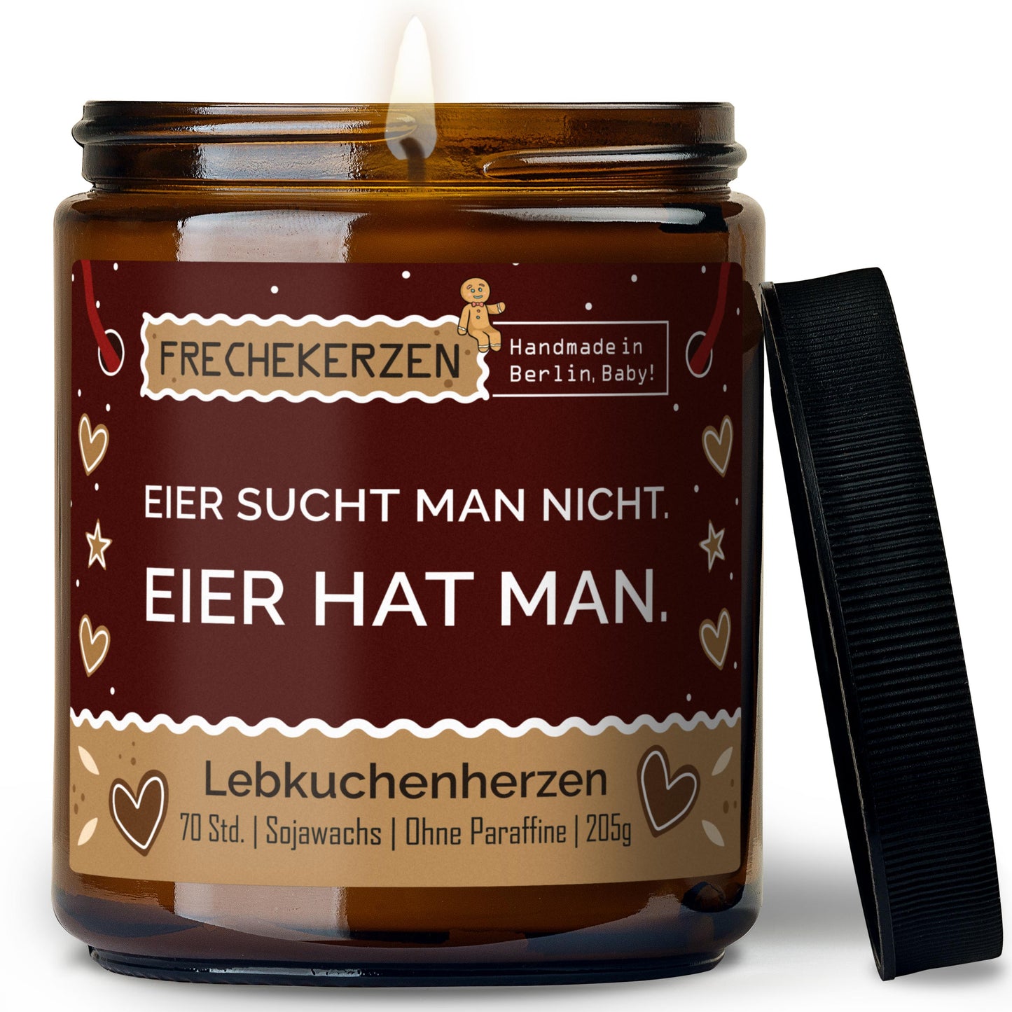 Freche Duftkerze im Glas mit Spruch eier hat man-mysoy