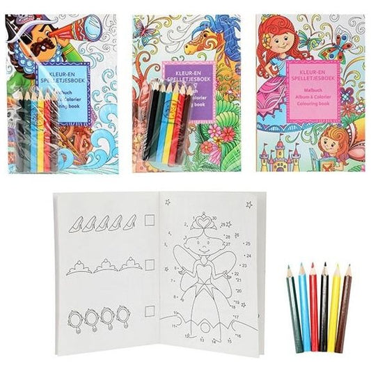 Mal- und Spielbuch 24-teilig mit 6 Buntstiften 11,5x16,5cm ab 3 J.