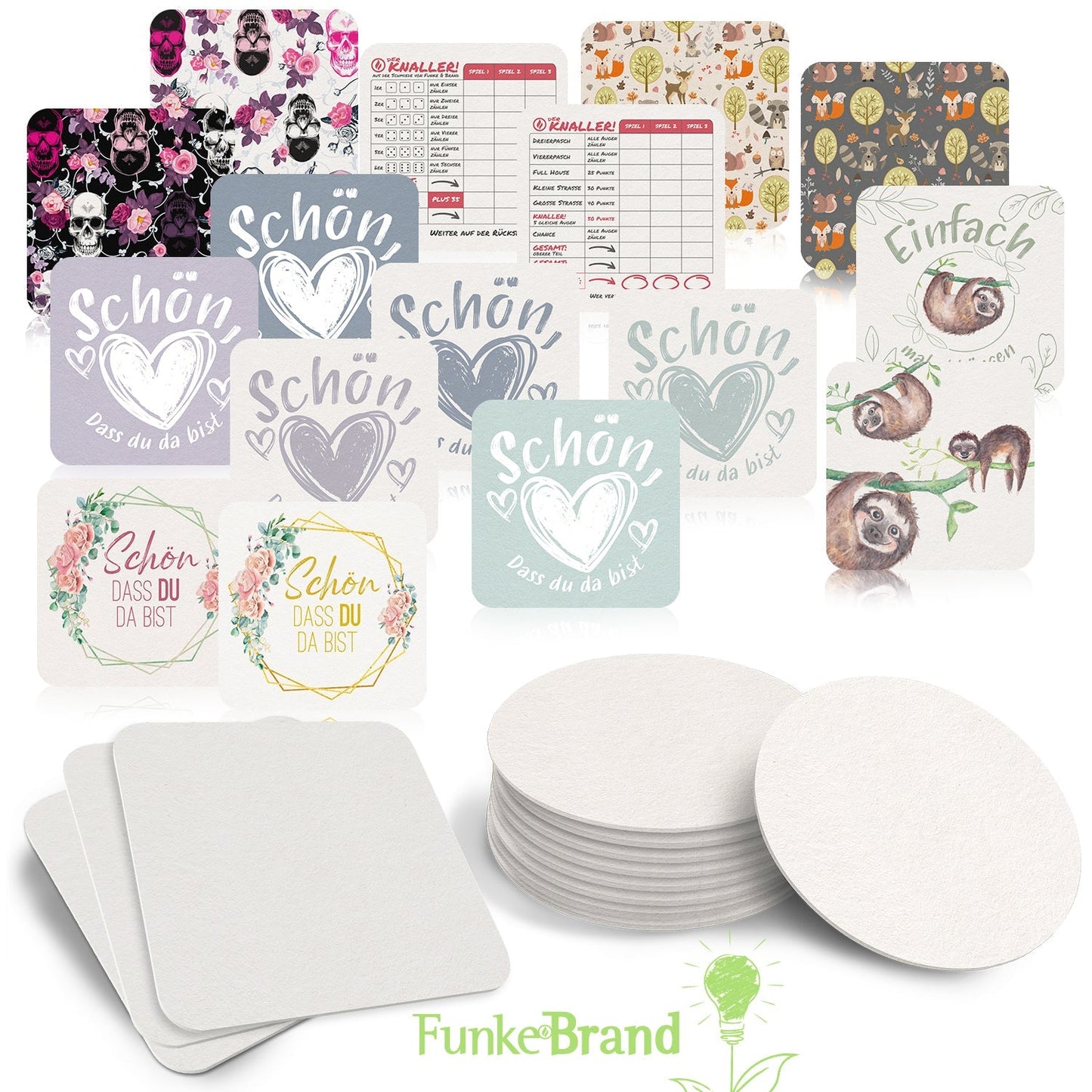 Florale Bierdeckel Schön dass du da bist Hochzeit