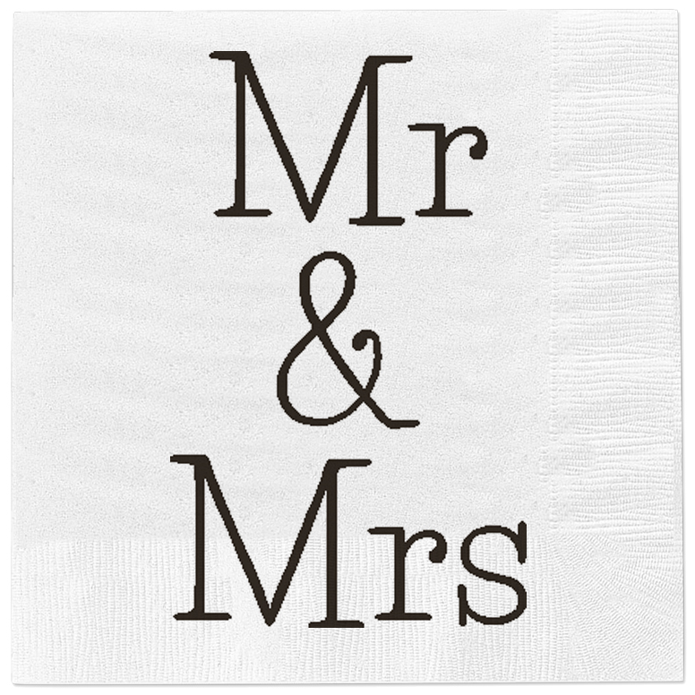 Hochwertige Papierservietten Mr Mrs für Ihre Hochzeit 80 Stück