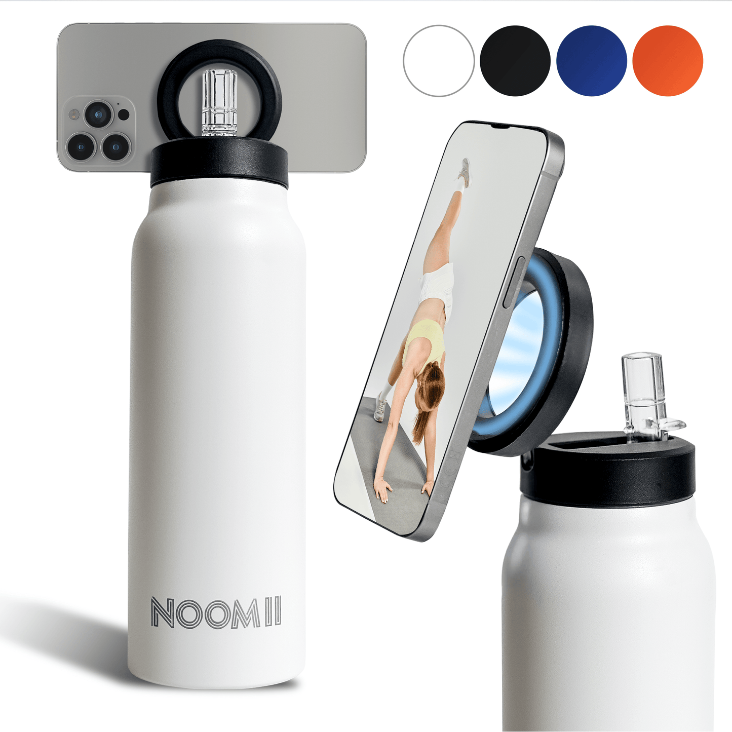 Edelstahl Trinkflasche mit Magnetdeckel und Handyhalter 800ml