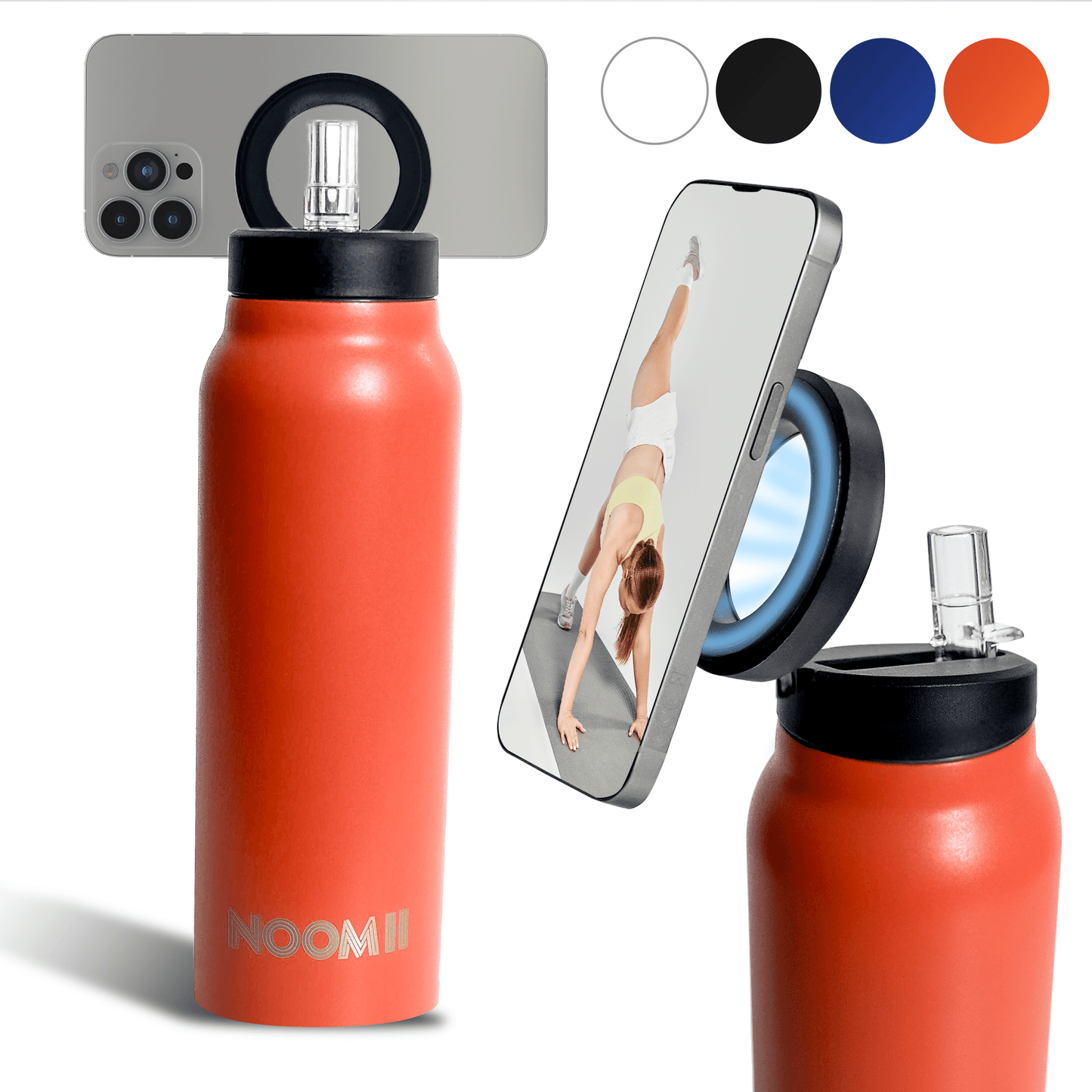 Edelstahl Trinkflasche mit Magnetdeckel und Handyhalter 800ml