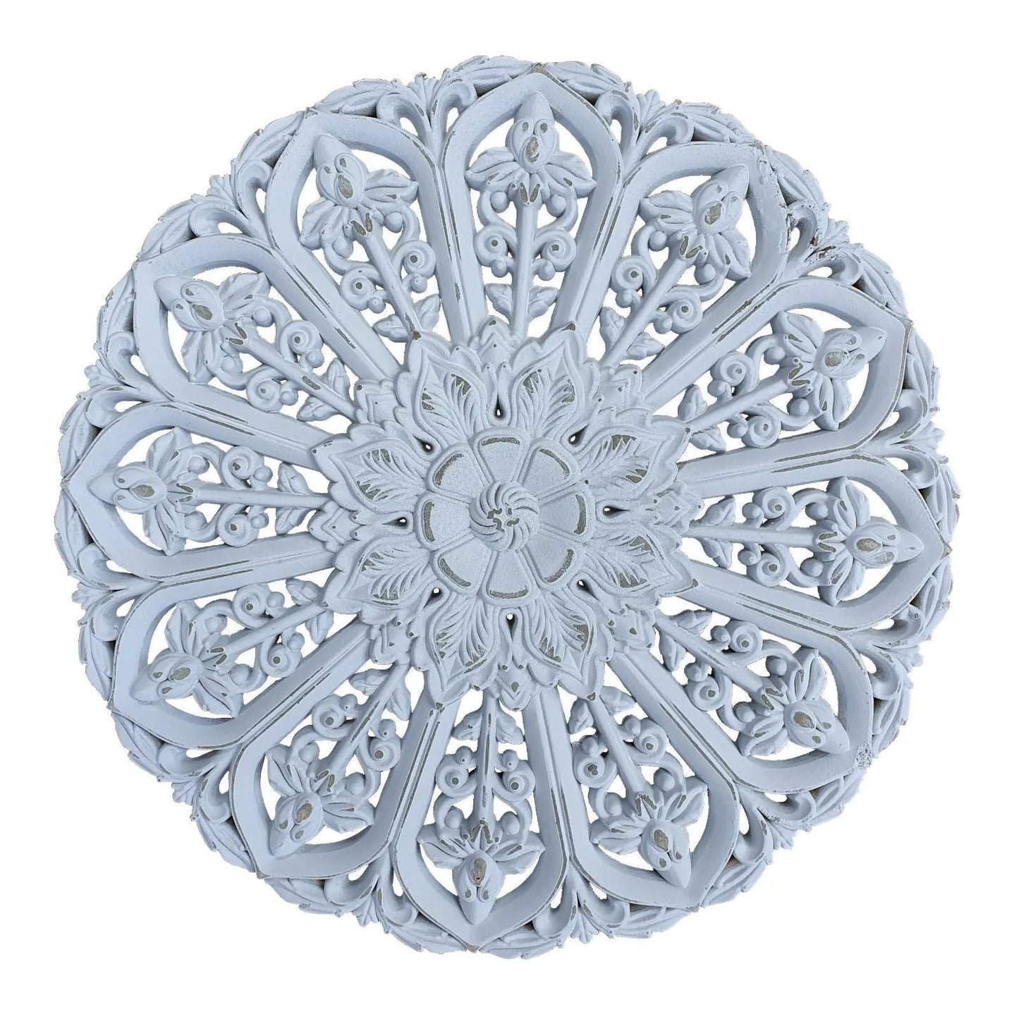 Ornament Holzbild Wandornament shabby weiss Landhaus Dekoration Mandala