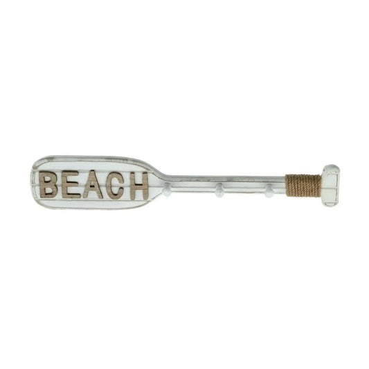 Paddel Hakenleiste 3 Haken weiß Holz Garderobe Dekopaddel Holzpaddel 52 cm BEACH - Yabubest - Home & More