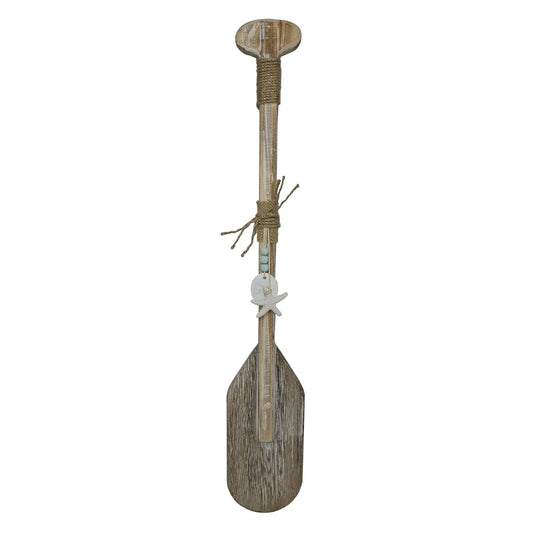 Paddel Holz maritim Dekopaddel Holzpaddel Deko Ruder braun weiß Länge 60 cm - Yabubest - Home & More
