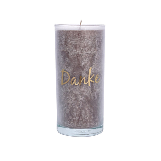 Handgefertigte Palmwachs Kerze goldene Etikett fuer Entspannung