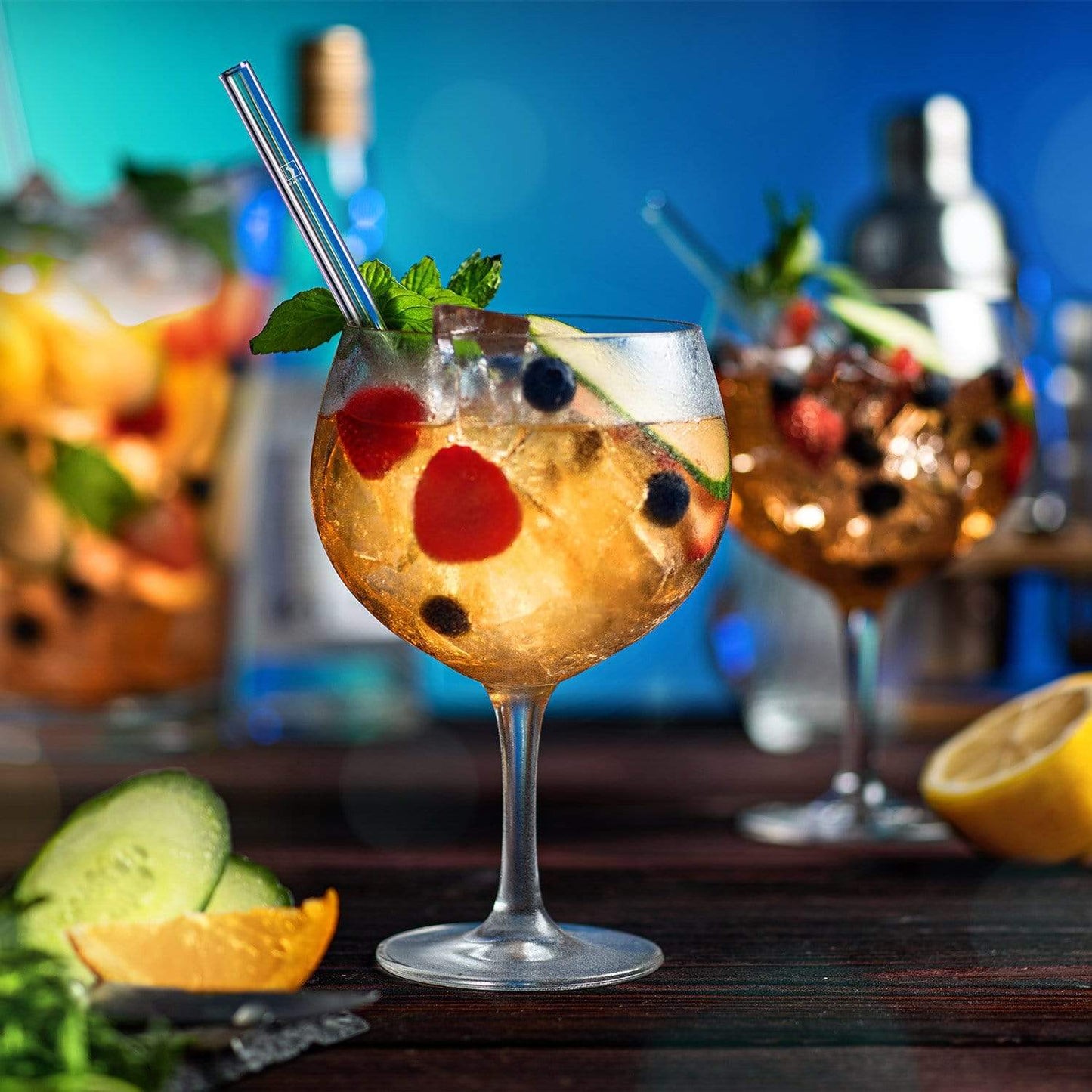 Grüne Glasstrohhalme 6x 20cm Gerade - NEON