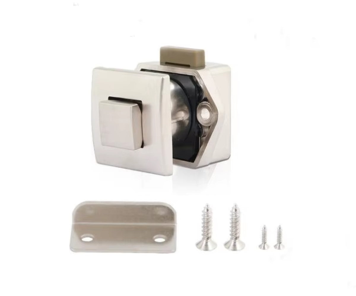 Möbelschloss zum Drücken quadratisch matt silbern oder glänzend c