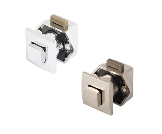 Möbelschloss zum Drücken quadratisch matt silbern oder glänzend c