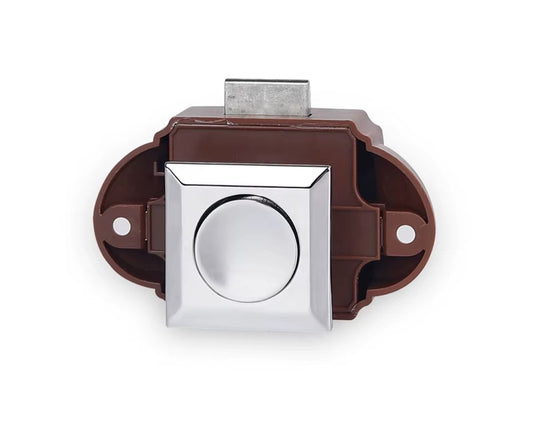 Druckschloss fuer Wohnmobil und Wohnwagen Schranktueren braun chr