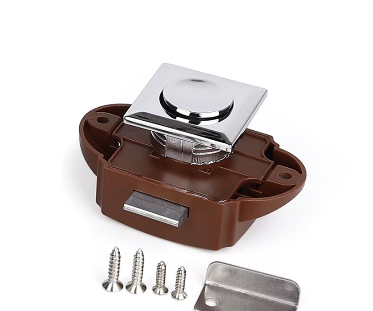 Druckschloss fuer Wohnmobil und Wohnwagen Schranktueren braun chr