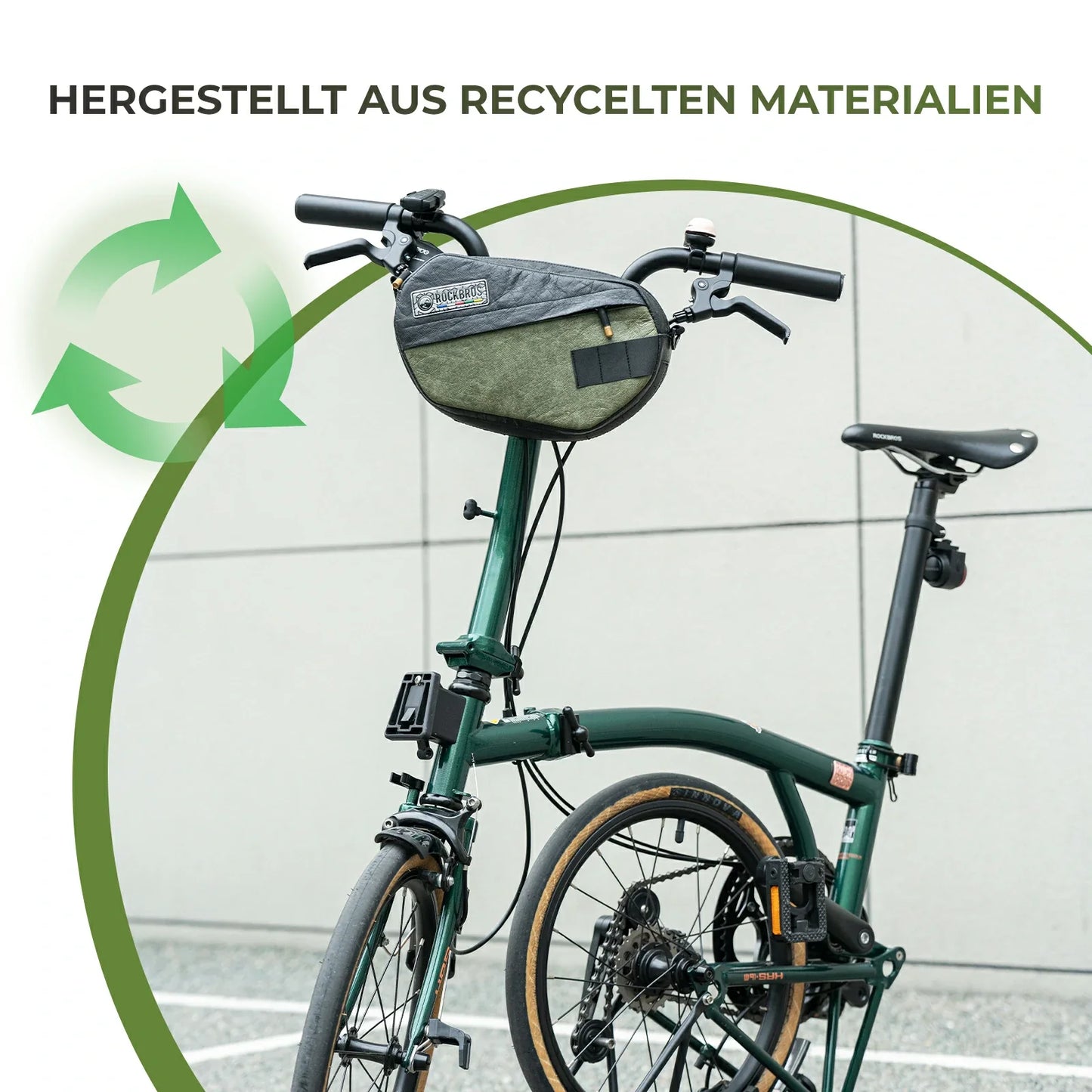 ROAD TO SKY Nachhaltige Fahrrad-Lenkertasche aus recycelten Reifen 2.5L