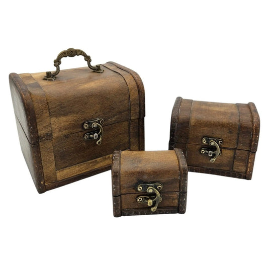 Schatzkiste Holzkiste mit Deckel Kiste weiß braun kleine Schatztruhe 3er Set - Yabubest - Home & More