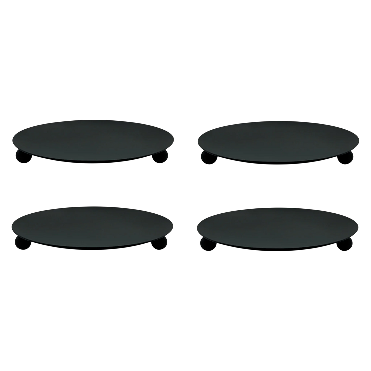 Schwarzes Kerzenteller Set 4 Stück Metall Stumpenkerzen