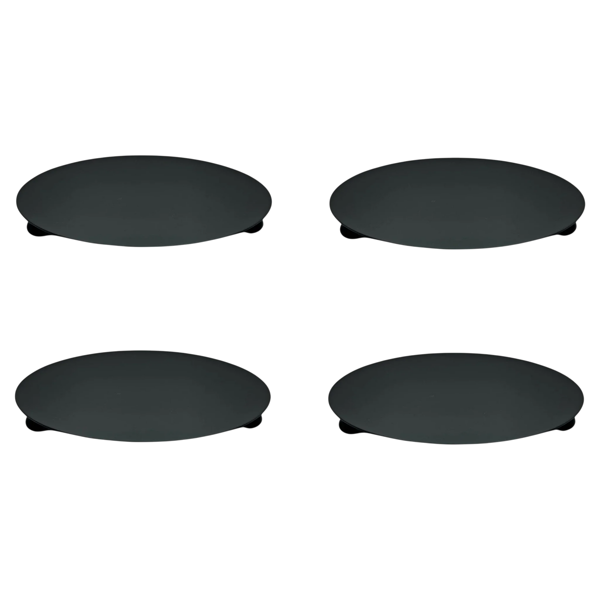 Kerzenhalter schwarz 4 Stück Stumpenkerzen Teller Kerzenteller Weihnachten 12 cm