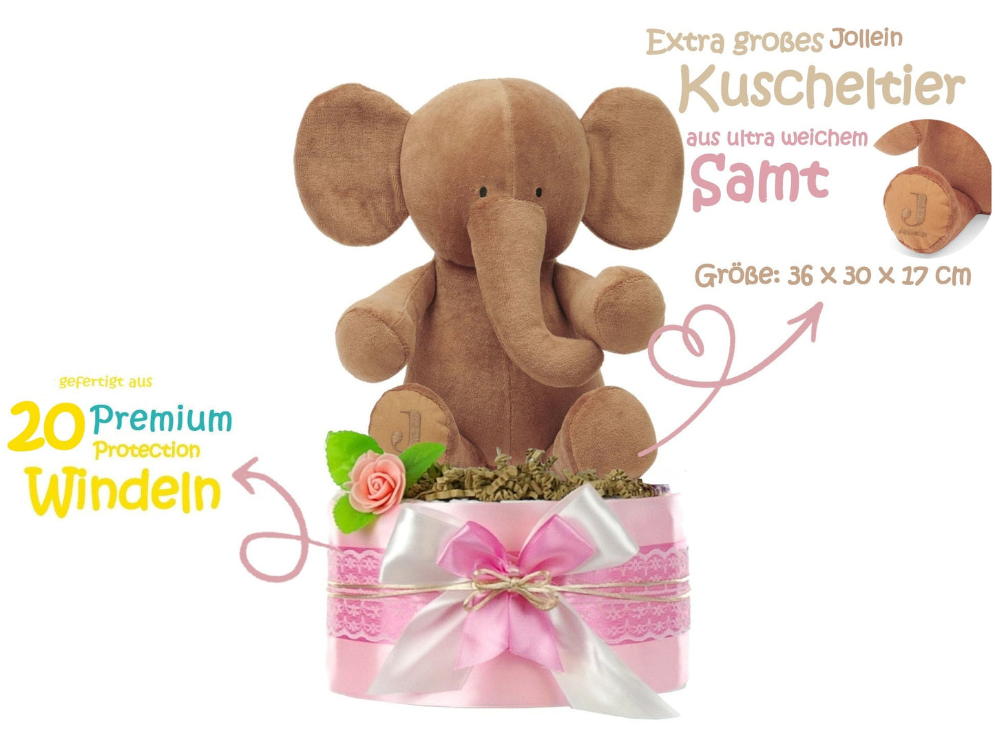 Windeltorte Mädchen LITTLE PEANUT rosa | personalisierbar-dubistda