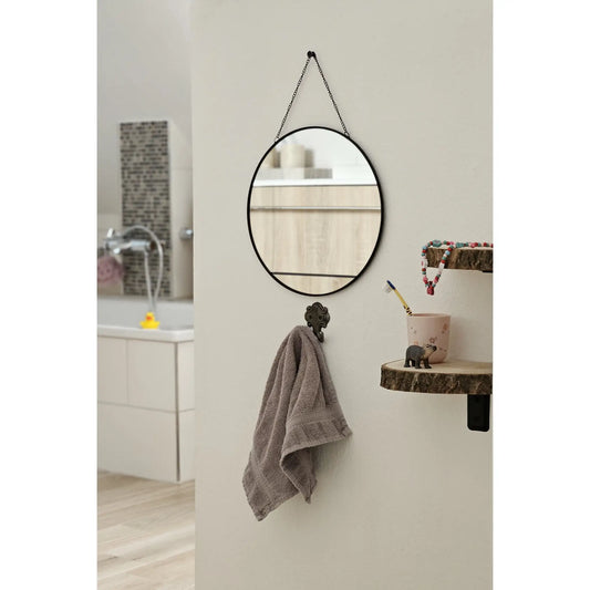 Spiegel rund 30 cm Wandspiegel Metall schwarz Glas Schminkspiegel Dekospiegel-Miamonda