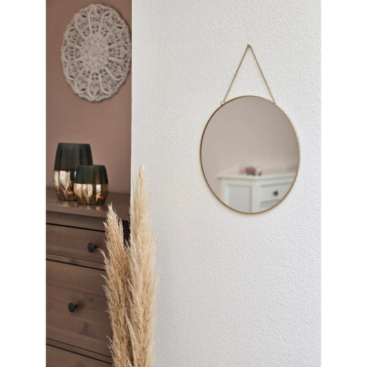 Spiegel rund Wandspiegel Schminkspiegel runder Dekospiegel Metall GOLD Ø 30 cm - Yabubest - Home & More