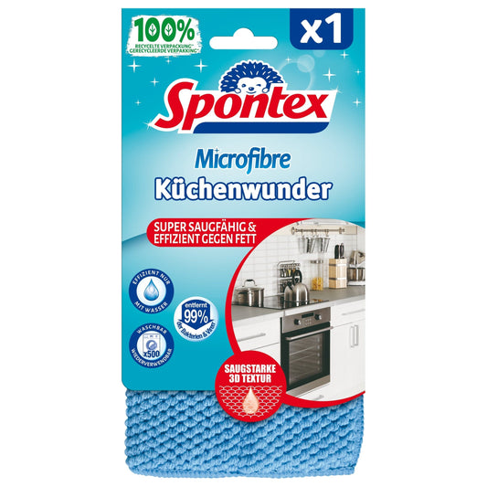 Spontex Microfibre Küchenwunder 3D Mikrofasertuch mit Schwammkern-mundizio