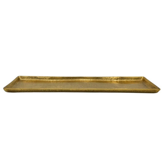 Tablett Deko Metall 44x13 cm gold Kerzentablett Dekotablett Dekoschale rechteckig - Yabubest - Home & More