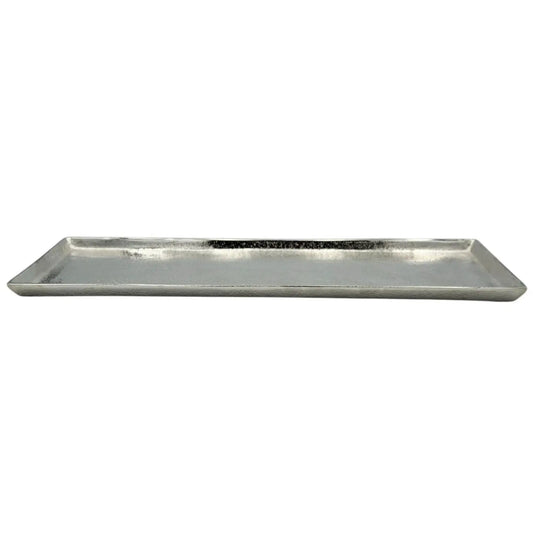 Tablett Deko Metall 44x13 cm silber Kerzentablett Dekotablett Dekoschale rechteckig - Yabubest - Home & More