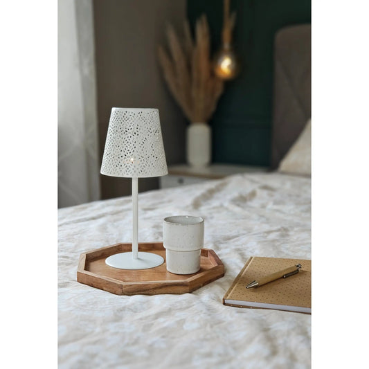 Tablett Dekotablett Achteckig Akazie 25 cm Holztablett Modern Kerzentablett - Yabubest - Home & More