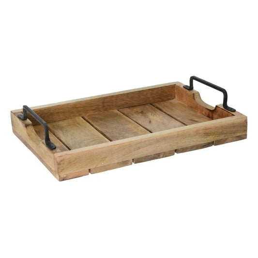 Tablett Dekotablett Holz Mango braun Deko Tischdeko Kerzentablett Holztablett Klein: 38 x 25,5 cm - Yabubest - Home & More
