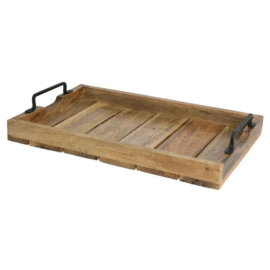 Tablett Dekotablett Holz Mango braun Deko Tischdeko Kerzentablett Holztablett Mittel: 46 x 31 cm - Yabubest - Home & More