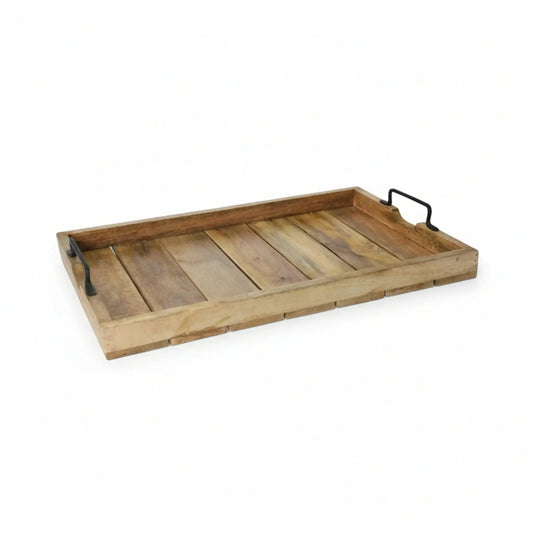 Tablett Dekotablett Holz Mango braun Deko Tischdeko Kerzentablett Holztablett Groß: 57 x 39 cm - Yabubest - Home & More