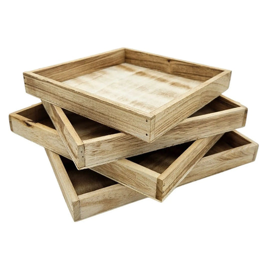 Tablett Holztablett 26x26 braun Natur Dekotablett rechteckig Kerzentablett - Yabubest - Home & More