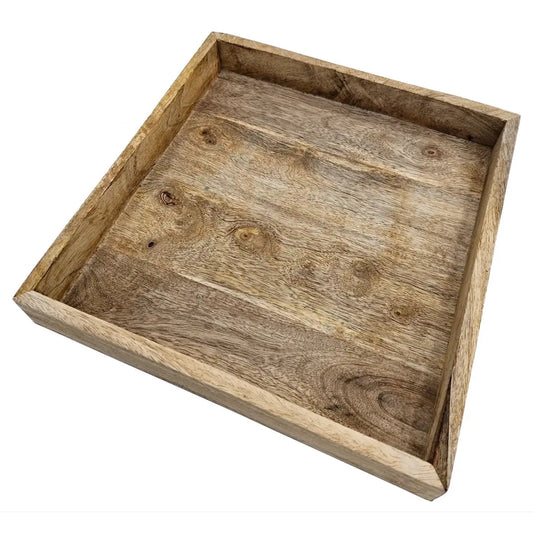 Tablett Mangoholz Dekotablett massives Holz Tischdeko Serviertablett 30 x 30 cm - Yabubest - Home & More