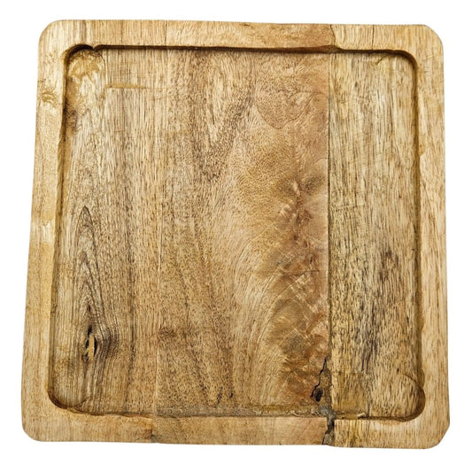 Tablett Mangoholz Holztablett Mango Holz Teller Deko braun hellbraun 24x24 cm - Yabubest - Home & More