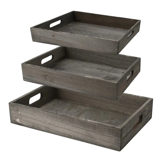 Tablett Serviertablett Dekotablett Grau Natur Holztablett Grau Mittel 34x24 cm - Yabubest - Home & More