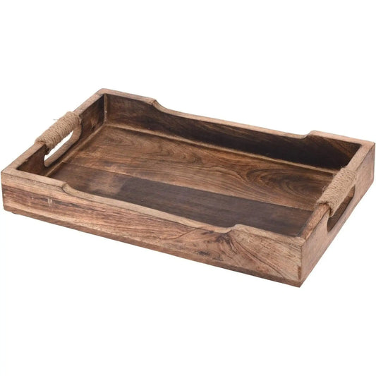 Tablett Serviertablett Holz Mango braun Holztablett Deko Dekotablett dunkelbraun - Yabubest - Home & More