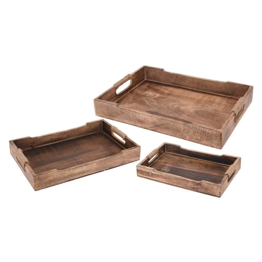 Tablett Serviertablett Holz Mango braun Holztablett Deko Dekotablett dunkelbraun - Yabubest - Home & More