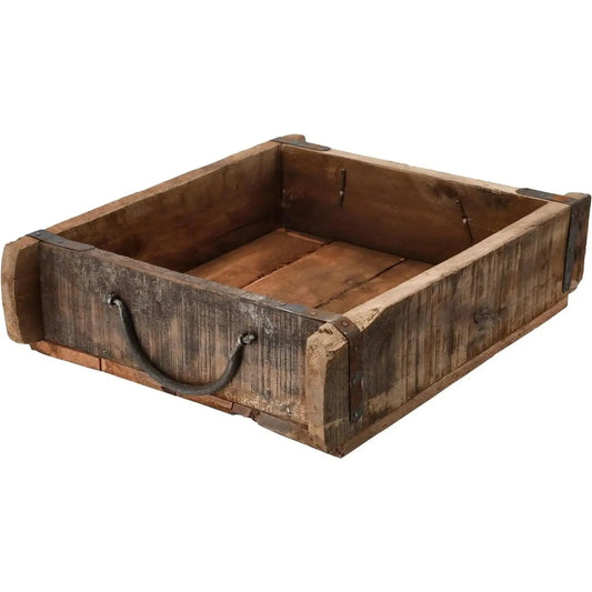 Tablett Ziegelform Kiste Holzkasten recyceltes Holz Landhaus Kasten 31x25 cm - Yabubest - Home & More